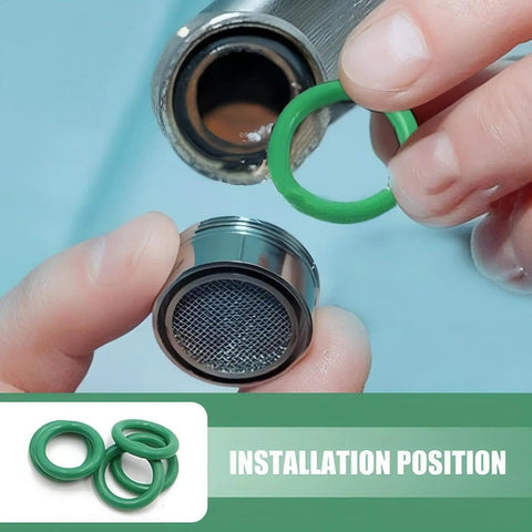 Air Conditioning Compressor Seal Ring Kit For Cars, green O-ring being installed on metal part, installation position highlighted.