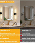 Rechargeable Wall Sconces Set of Two shown with a mirror, showcasing modern matte battery operated wall light fixtures.
