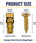 6x14mm Short Expansion Screw Set For Stripped Cabinet Hinge Holes 100 Pack Repair Kit showing screw and expansion anchor size