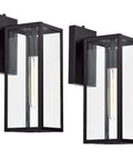 Dusk To Dawn Outdoor Wall Light Pair With Smart Sensor 14 And A Half Inch Modern Farmhouse Exterior Sconce In Industrial Black With Clear Glass E26 Base ETL Listed Energy Saving Porch Lights For House Garage Entryway
