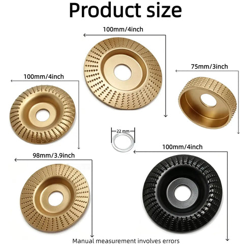 Beast Mode Wood Carving Disc Tools Set For Four And A Half Inch Angle Grinder With Hundreds Of Sharp Teeth Carbon Steel Construction For Rapid Wood Removal And Smooth Finishes Safer And More Durable Than Sanding Pads Polishing Pad Ready, 4-inch sizes