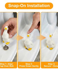 Step-by-step installation guide for Heckin Cute Duck Toilet Bolt Covers With Ceramic Snap On Screw Caps For Base Bolts.