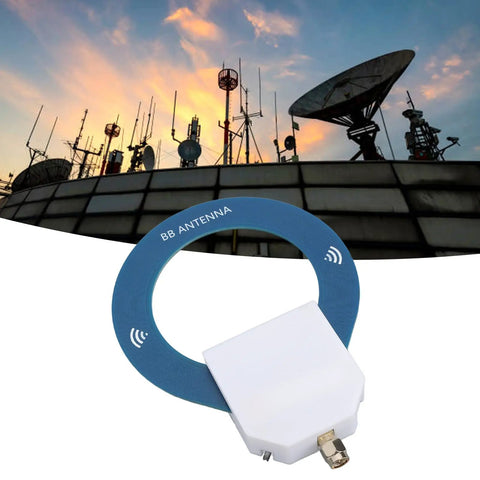 Portable Shortwave Loop Antenna With Adjustable Gain For 9.9kHz To 181MHz Rotatable AM FM SW Reception in front of satellite dishes