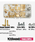 Brass Hex Pillar Standoff Kit For DIY Electronics PCB Mounts M2 Through M5 With Male Female Nuts Knurled Caps And Spacer Hardware For Easy Maker Projects, M2 round set