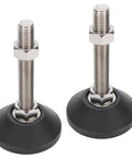 Two Pack Black Nylon Leveling Feet With M16 Thread, 80mm Round Base, 100mm Adjustable Height, Heavy Duty Floor Levelers For Furniture