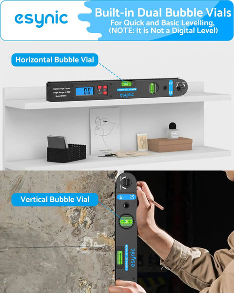 Flat Out Precise 16 Inch Digital Angle Finder Crafted From Durable Aluminum Alloy Featuring An Easy Read Scale Built For Woodworking And Cabinetry When You Gonna Strike Exactly Where It Counts on a shelf and in hand.