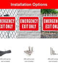 Installation options for Badass 2 Pack 10X7 Emergency Exit Only Signs Heavy Duty Rust Free Aluminum on various surfaces.