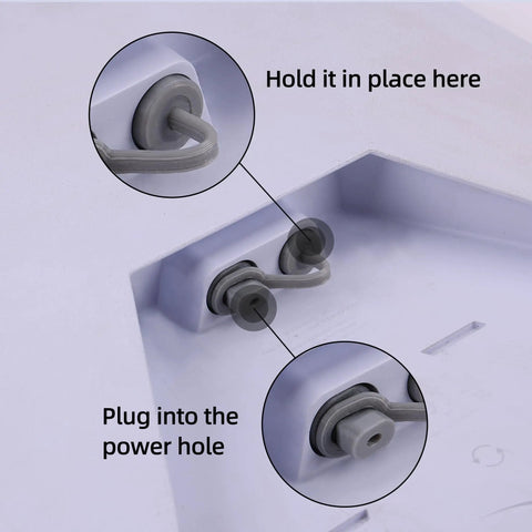 Installation of dustproof and waterproof silicone plug caps for Starlink Mini cable and power ports on a gray device.