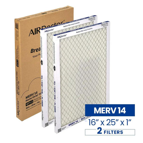 MERV 14 Pleated HVAC Filter Includes 2 Filters Per Pack Captures 96% Of Pollutants From 1 To 3 Microns Shields Your HVAC System