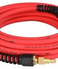 Heavy-Duty Hybrid Air Compressor Hose, Built Like A Tank With Hella Flexible Kink-Free Design, 1/4 Inch Id By 25 Feet, detailed view.