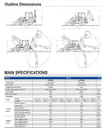 Outline dimensions and specifications for 4WD Compact Backhoe Loader With 2.2m Digging Depth And Multi Attachments Workhorse