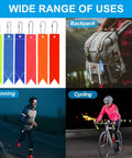 18 Pack Reflective Safety Pendants For Backpacks Keychains And Gear Multicolor Reflectors showing backpack, running, cycling