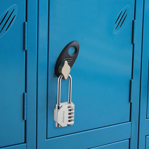 Silver padlock on blue locker, Two Pack 2.6 Inch Shackle 4 Digit Padlock For Outdoor Doors And Storage Weatherproof Zinc Alloy Lock Hasp Locker Fence Gate Toolbox Cabinets 10000 Combinations Silver And Black
