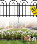 40 Ft No Dig Garden Fence Panels Pack Of 28 For Yard Animal Barrier Arch Decorative with Dogs and Garden View