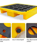 Heavy Duty Modular Spill Containment Pallet With Drain And Grating, Stackable Platform With Forklift Pockets, 2300 Lb Capacity