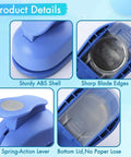 5/8 Inch Circle Punch for Scrapbooking and Card Making, durable blue ABS shell, sharp zinc blade, spring-action lever close-up
