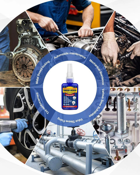 Blue thread locker for medium strength fastening in automotive and machinery repair