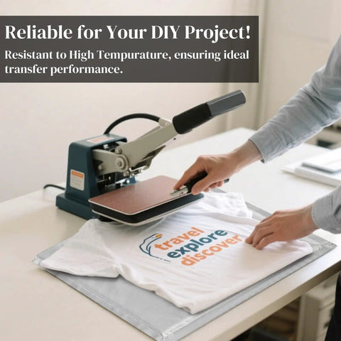 8 Piece Heat Press Pillow Bundle With Teflon Heat Transfer Pad And Heat Resistant Mat Set in use on a T-shirt