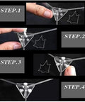 Assembly steps for Clear Acrylic Display Box For Lego 76232 Airship Set, focusing on corner connection details.