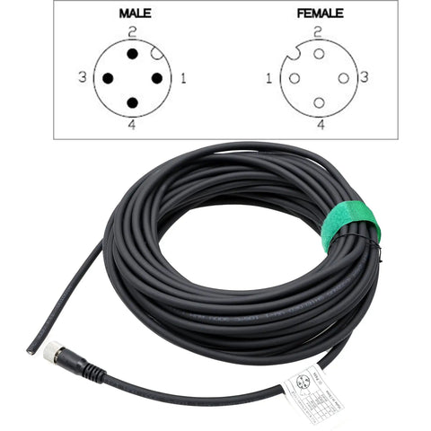 Coiled Industrial Automation M12 A Coded 4 Pin Female Cable For Sensor Encoder Actuator Open End 20m with wiring diagram