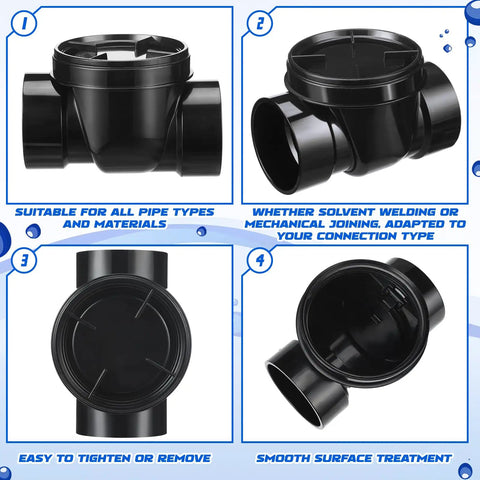 3 Inch Backwater Valve And Drain Backflow Preventer For Sewage And Rainwater ABS Black Heavy Duty Sewer Backflow Stopper multiple views