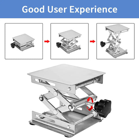 4 Pack Stainless Steel Scissor Lift Table Jack For Laser Engraver Adjustable Height Stand showing user-friendly height adjustment mechanism.