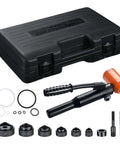 Heavy Duty 8 Ton Hydraulic Knockout Punch Set With Six Die Punches, Handheld Conduit Hole Cutter and case