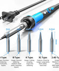 60W Ceramic Heater Soldering Iron Kit With 9-In-1 Tool Set showing five interchangeable tips