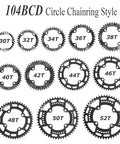 104 BCD Chainring 40T To 52T CNC 7075 Aluminum Narrow Wide Round Design For MTB Road Ebike Grippy Chain Retention