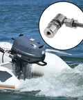 M6 Marine Ball Joint Connection Fitting for outboard throttle and shift cable, shown with boat engine, stainless steel, corrosion resistant