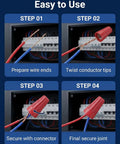 Step-by-step use of 102-Piece Wire Nuts Assortment Kit With 5 Color-Coded Sizes for secure electrical connections.
