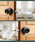 Keyless Privacy Door Knobs Oil Rubbed Bronze Vintage Round Ball Style For Bathroom And Bedroom shown on both door sides