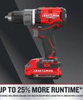 Close-up of the V20 Cordless Drill from the Combo Kit with Brushless Motors, showcasing its durable design and power features.
