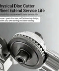 Close-up of physical disc cutter wheel, gear structure, for Drill Nibbler Sheet Metal Cutter Attachment Turn Your Drill Into A Fast Smooth Cutting Beast For DIY Projects And Home Repairs With Sparks Free Safe Edges And Quick Precise Cuts For Light Metalwork In Workshops