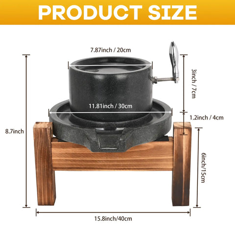 Old School Stone Grain Mill Hand Grinder For Flour And Seeds Manual Granite Stone Mill With Stainless Steel Handle product size