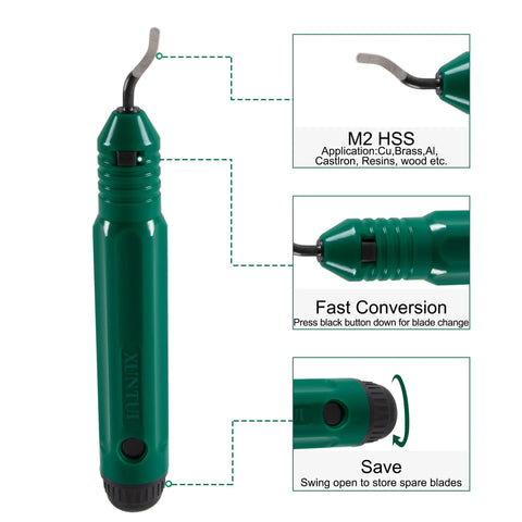 Heavy Duty Multi Material Pipe Cutter Tool Set For Copper Brass Aluminum And Stainless Steel 0.1875 Inch To 2 Inch Outer Diameter With Deburring Tools And Extra Blades By XUNTUI For HVAC And Plumbing Tubing, featuring green deburring tool with M2 HSS blade, fast conversion and storage features.