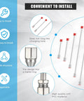 Diagram showing Five Piece Airless Paint Sprayer Extension Poles With Red Guard Adjustable Short To Long Lengths Up To Forty Inches Durable Aluminum Rods Easy Attach Ideal For DIY Home Painting And Projects and installation features.