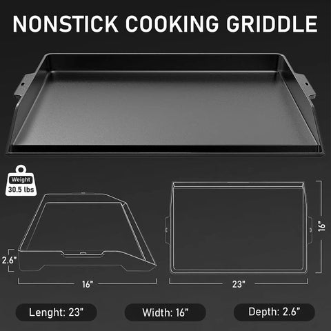Cast Iron Griddle For Gas Grill And Stove Top 23 Inch By 16 Inch Universal Flat Top With Pre Seasoned Nonstick Coating