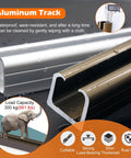 Close-up of aluminum track showing rust-proof, load-bearing capacity for Built Tough Heavy Duty Sliding Barn Door Hardware Track Kit.