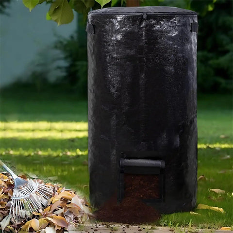 34 Gallon Outdoor Compost Bag For Garden Use Reusable Heavy Duty Collapsible Yard Waste Sack With Airtight Zippers Waterproof And Sun Resistant