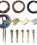 DIY Bolo Tie Making Kit With 3 Braided Leather Cords, 6 Alloy Cord Ends, 3 Iron Bolo Tie Slides, And 3 Classic Color Cords In Black, Gold, And Antique Copper For Crafting Custom Fits From Formal To Casual, braided cords and metal ends