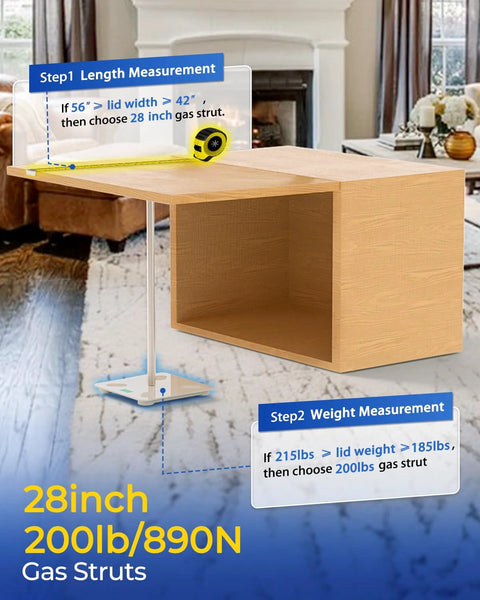 ARANA gas struts 28-inch 200 lb with brackets, 2-pack for RV bed and large trailer lid