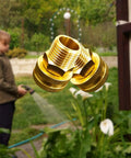 Garden Hose Adapter Two Pack One Half Inch NPT Male To Three Quarter Inch GHT Female Pipe Fittings Connector in garden use