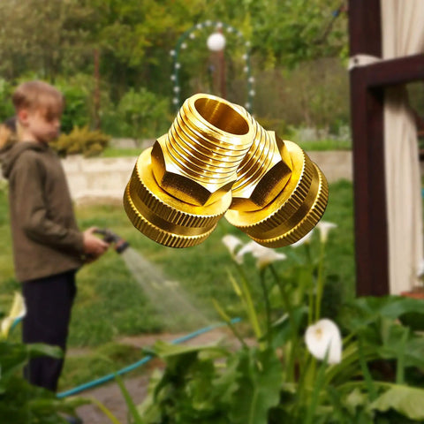 Garden Hose Adapter Two Pack One Half Inch NPT Male To Three Quarter Inch GHT Female Pipe Fittings Connector in garden use