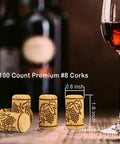 Top Shelf Home Winemaking Gear 100 Natural Wine Corks Plus 100 Heat Shrink Caps 100 count #8 corks, 0.8 x 1.6 inches, natural material.