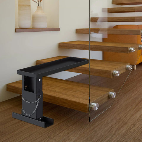 Sturdy Ladder Extender And Stabilizer For Stair Work, Adjustable 12.25 To 19.7 Inch Height, Big Footprint With Chain Pin Lock In Use