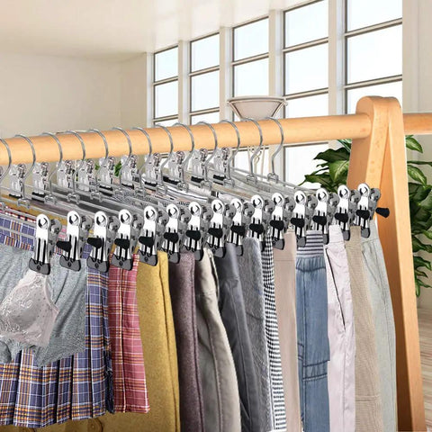 Heavy Duty Metal Pants Hangers With Clips Adjustable Skirt And Trouser Rack 20 Pack Tough As Nails Heavy Lifters Closet Game Changer For Dorm Bedroom Jeans Shorts Organization