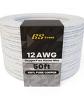 50 Foot Heavy Duty Duplex Marine Wire 12 Gauge Oxygen Free Tinned Copper Boat Wiring With White PVC Jacket And Red And Black Conductors