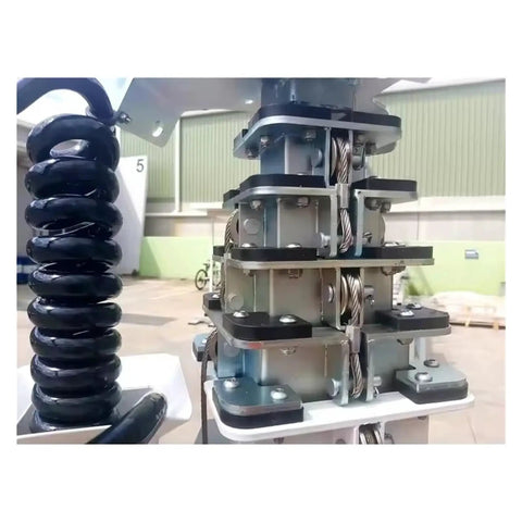 Close-up of Electric Hydraulic Telescopic Mast Aluminum Push Up Antenna Pole showing sturdy locking mechanism and hydraulic components.