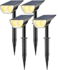 Solar Spotlight Pack Outdoor 12 LED IP67 Waterproof Dusk To Dawn Auto On Off 2In1 Adjustable Solar Powered Wall Lights for gardens.